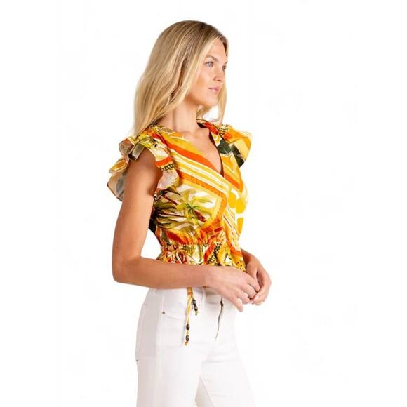 Alden Adair Marina Tank Popover Top in Desert Patch Gold Multi XS XSmall NWT - Picture 4 of 5